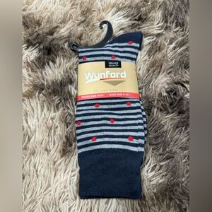 Navy and Red Polka Dot Men's Dress Socks
